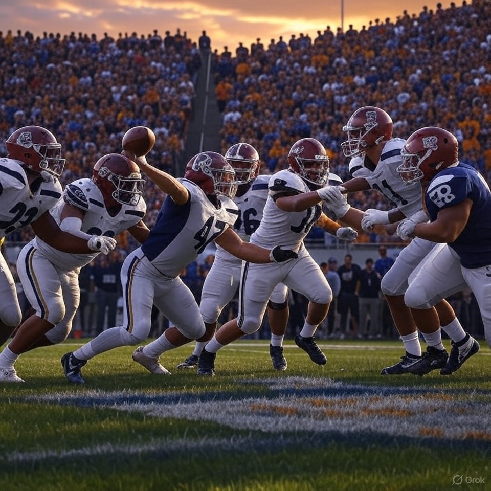 “Infographic of American football player positions on the field, explaining American football rules for beginners.”